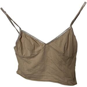 Cotton Spandex Los Angeles Apparel Tan Color Women Top Size Medium